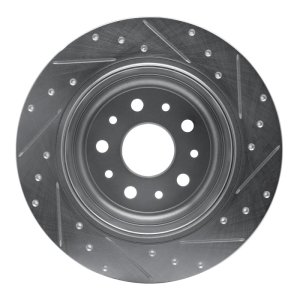 Jeep Wrangler Brake Rotor (1) - Rear Left - R1 Concepts - Drilled & Slotted - Silver - `18-`25